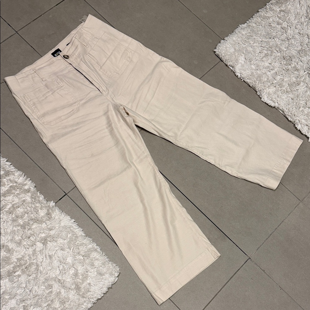 Maeve Cream Cropped Straight-Leg Pants